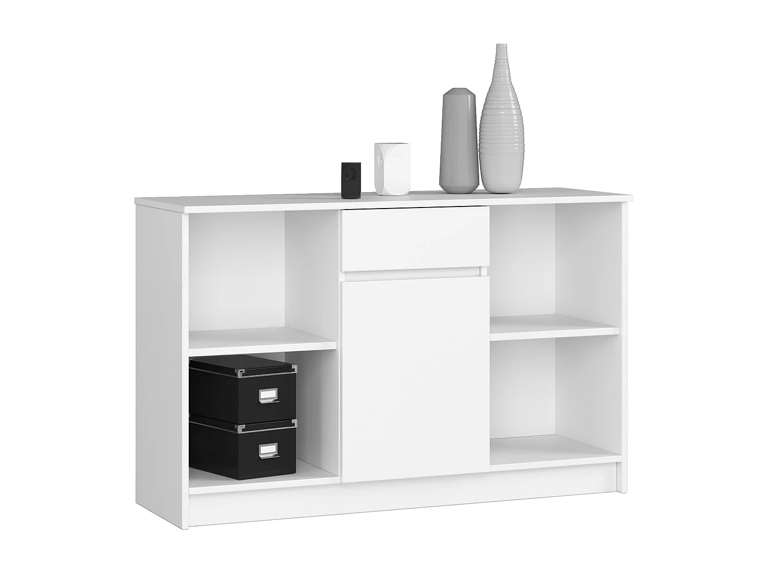 Komoda AKORD B17 Biała 120 cm 1 drzwi 1 szuflada kolor Biały mat 6 półek 120x40x77 cm 1946431 - obrazek 1