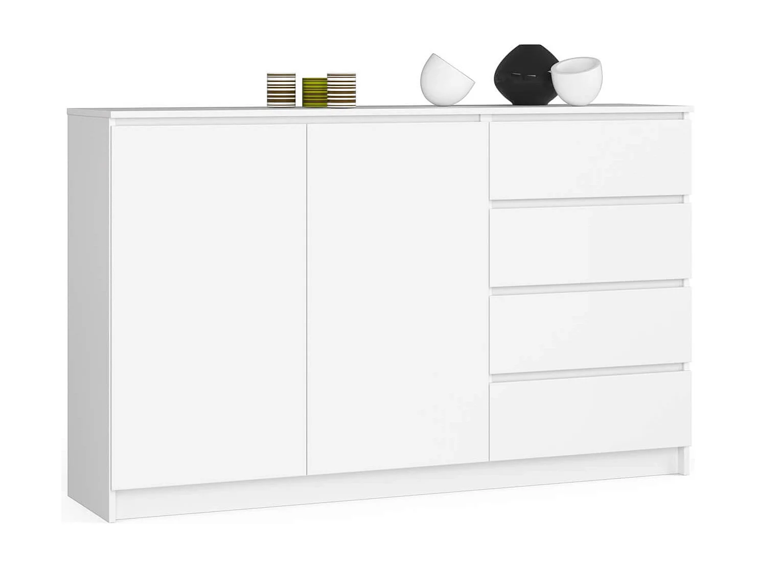 Komoda AKORD K013 Biała 160 cm 2 drzwi 4 szuflady kolor Biały mat 2 półki 160x40x99 cm 1953291 - obrazek 1