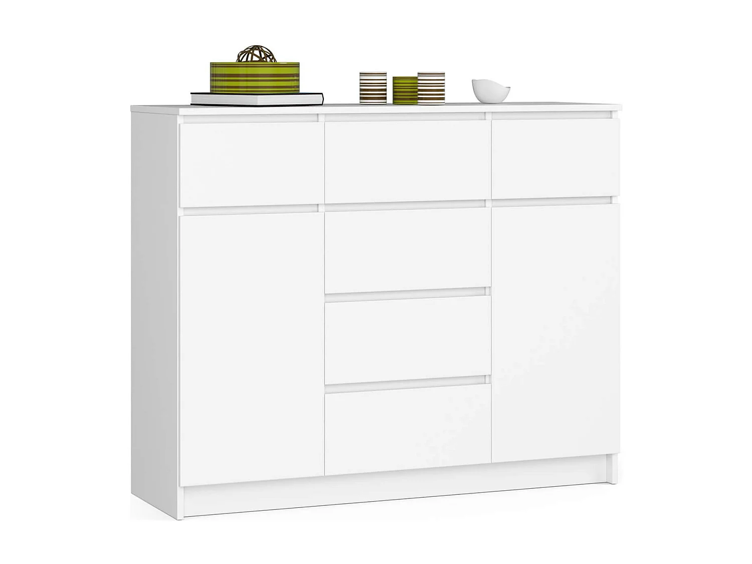 Komoda AKORD K017 Biała 120 cm 2 drzwi 6 szuflad kolor Biały mat 4 półki 120x40x99 cm 1953293 - obrazek 1