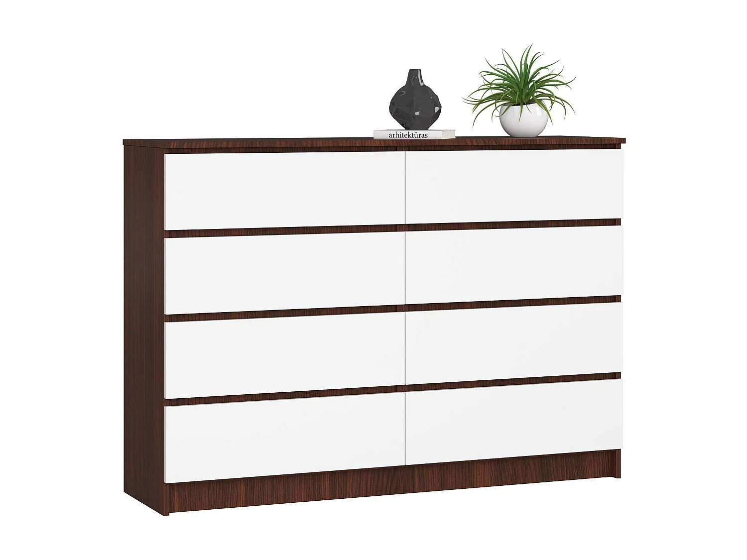 Komoda AKORD K140 Wenge 138 cm 8 szuflad kolor Biały mat 138x40x99 cm 1952033 - obrazek 1