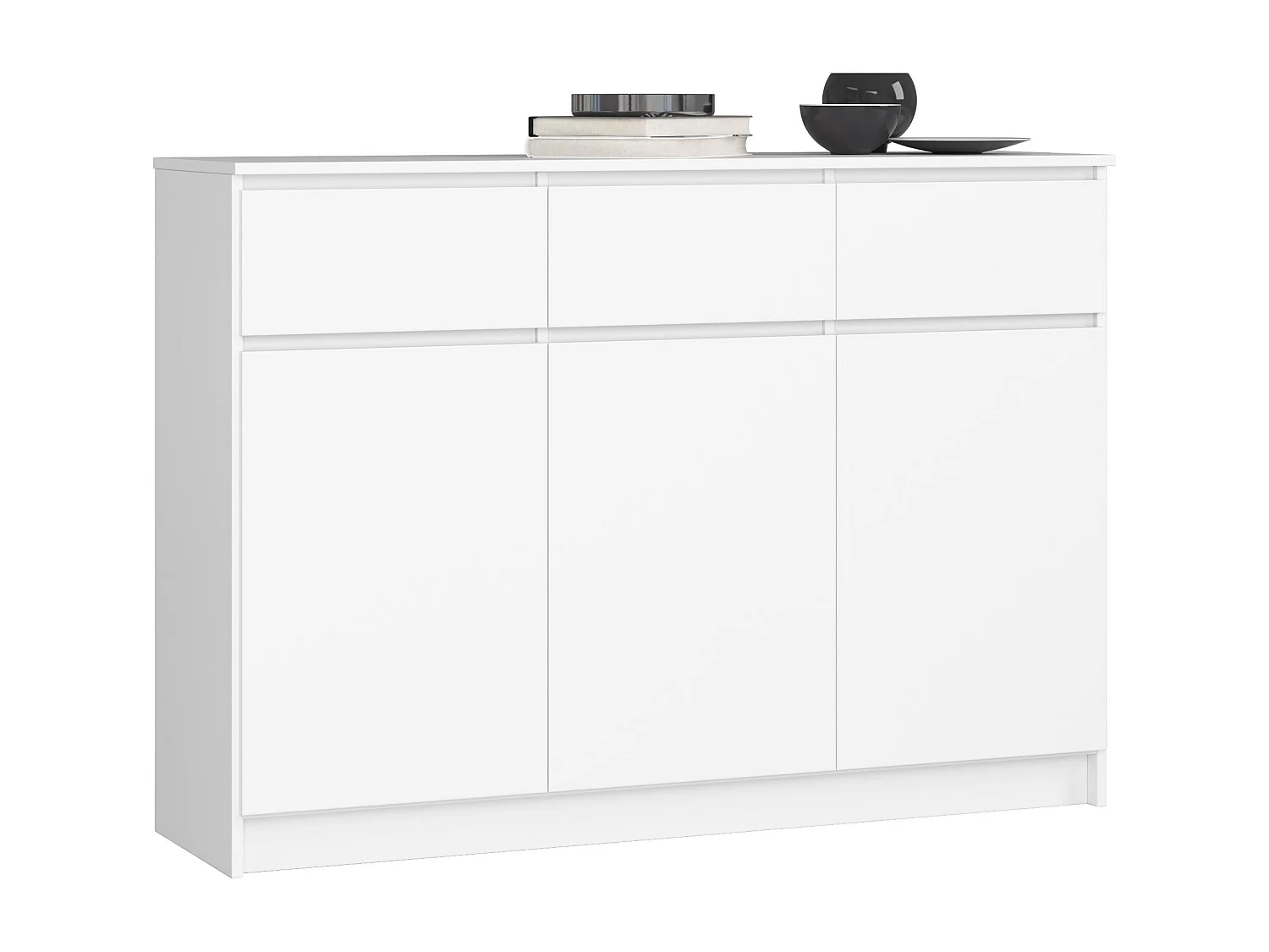 Komoda AKORD K140 Biała 138 cm 3 drzwi 3 szuflady kolor Biały mat 6 półek 138x40x99 cm 1952091 - obrazek 1