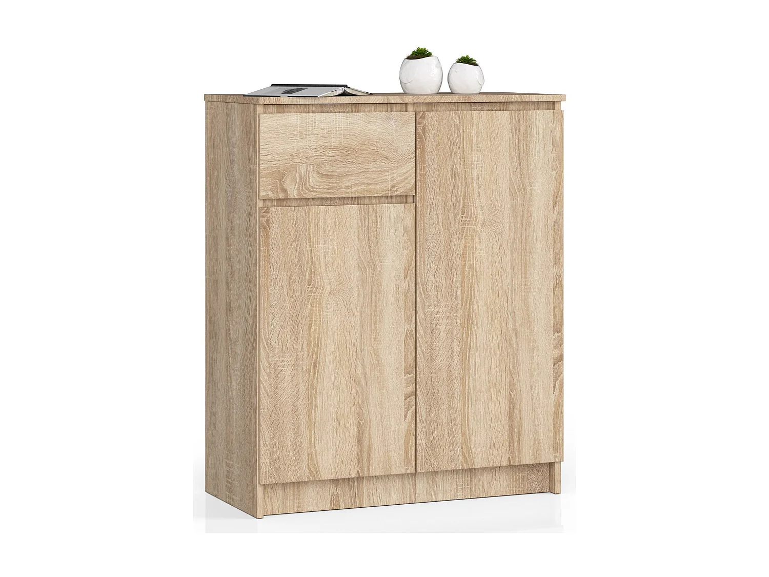 Komoda AKORD K80 Dąb Sonoma 80 cm 2 drzwi 1 szuflada kolor Dąb Sonoma mat 4 półki 80x40x99 cm 1952107 - obrazek 1