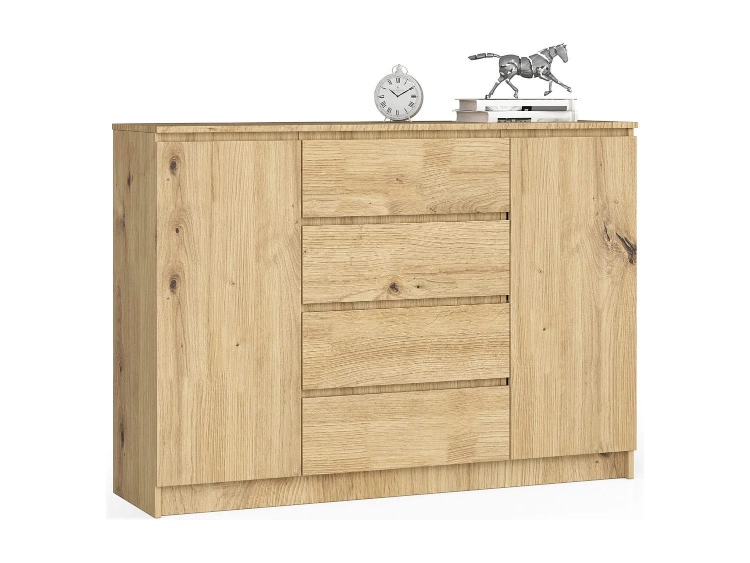 Komoda AKORD K140 Dąb Artisan 138 cm 2 drzwi 4 szuflady kolor Dąb Artisan mat 4 półki 138x40x99 cm 1952517 - obrazek 1