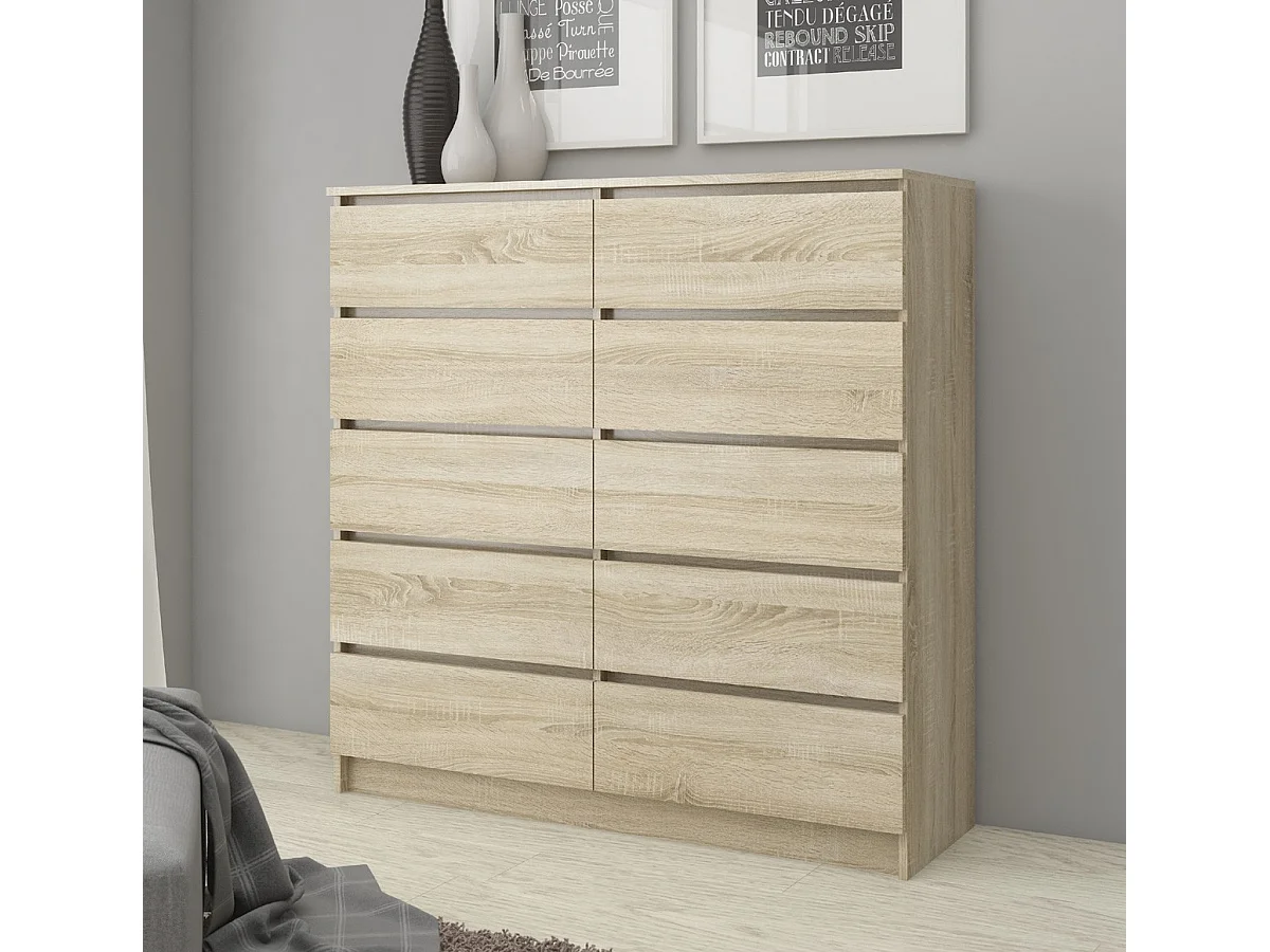 Komoda AKORD K120 Dąb Sonoma 120 cm 10 szuflad kolor Dąb Sonoma mat 120x40x121 cm 1951953 - obrazek 1
