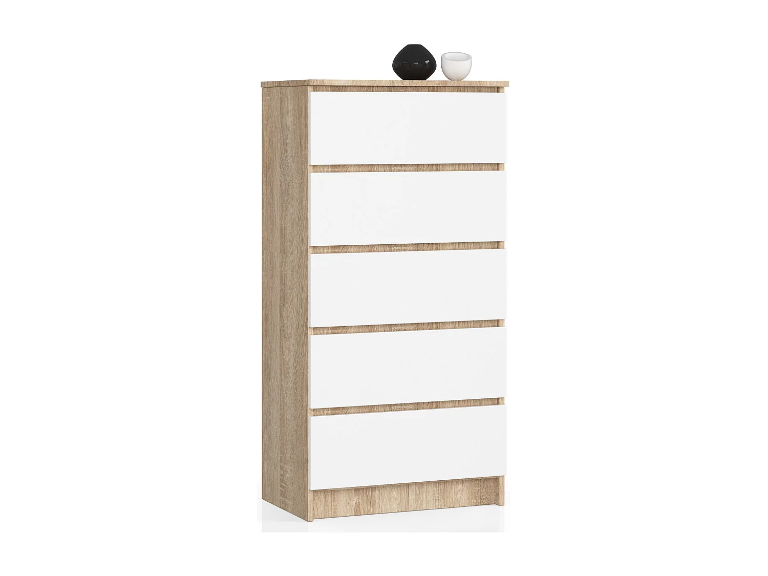 Komoda AKORD K60 Dąb Sonoma 60 cm 5 szuflad kolor Biały mat 60x40x121 cm 1952559 - obrazek 1