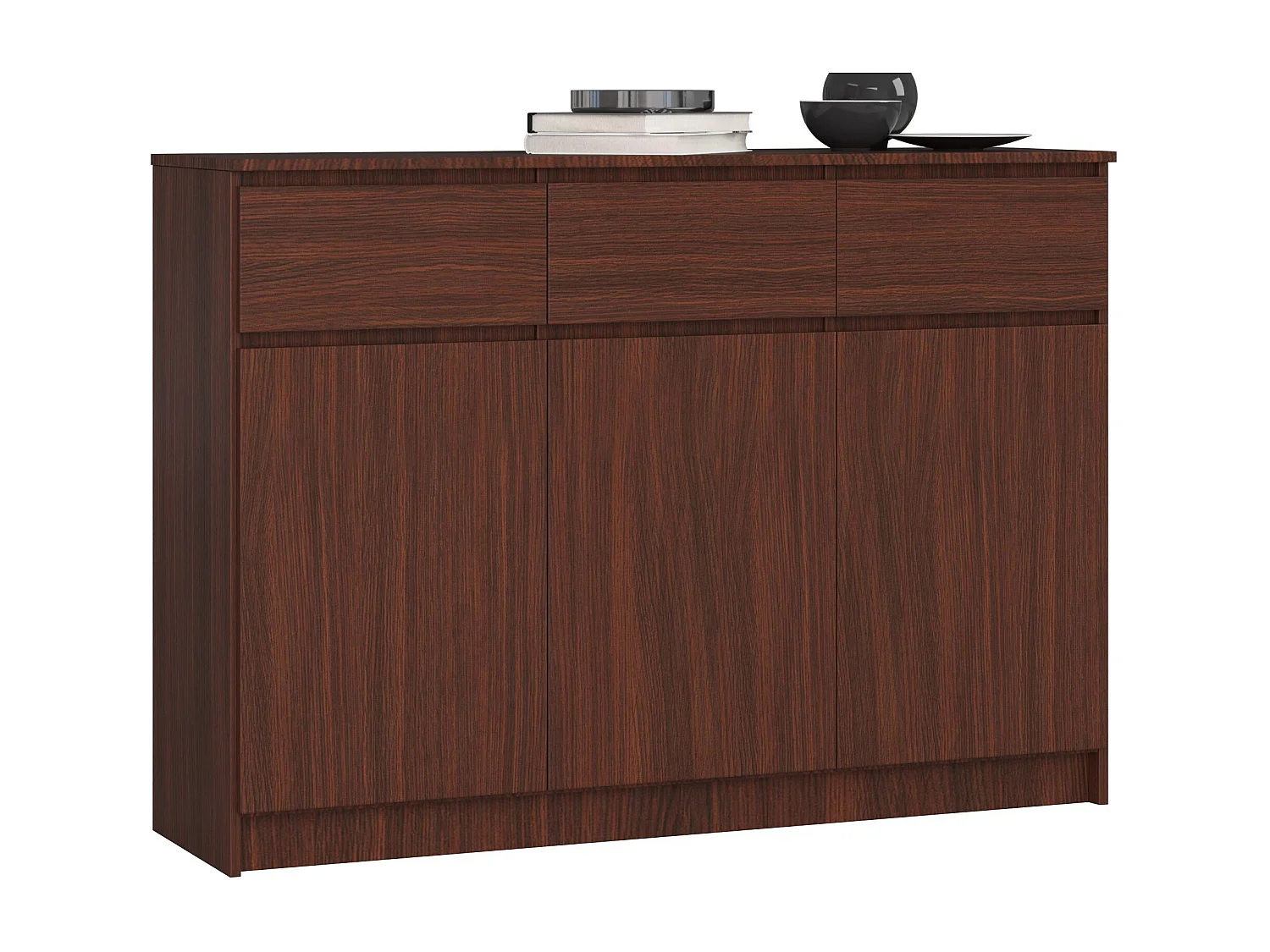 Komoda AKORD K140 Wenge 138 cm 3 drzwi 3 szuflady kolor Wenge mat 6 półek 138x40x99 cm 1952337 - obrazek 1