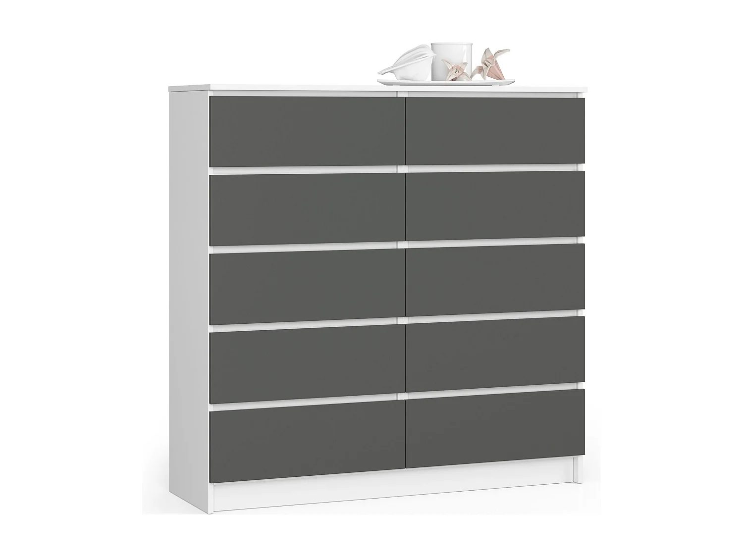 Komoda AKORD K120 Biała 120 cm 10 szuflad kolor Grafit Szary mat 120x40x121 cm 1951963 - obrazek 1