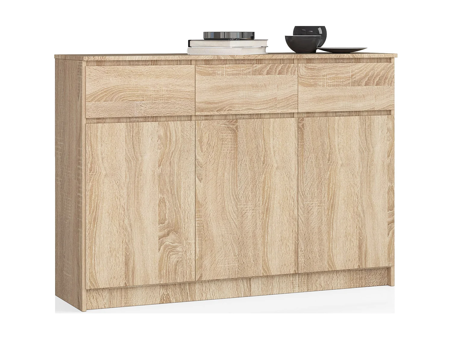 Komoda AKORD K140 Dąb Sonoma 138 cm 3 drzwi 3 szuflady kolor Dąb Sonoma mat 6 półek 138x40x99 cm 1952329 - obrazek 1
