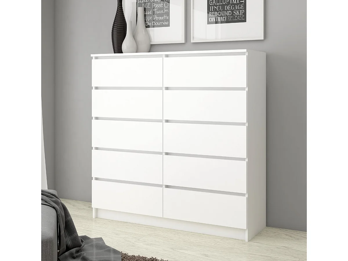 Komoda AKORD K120 Biała 120 cm 10 szuflad kolor Biały mat 120x40x121 cm 1951965 - obrazek 1