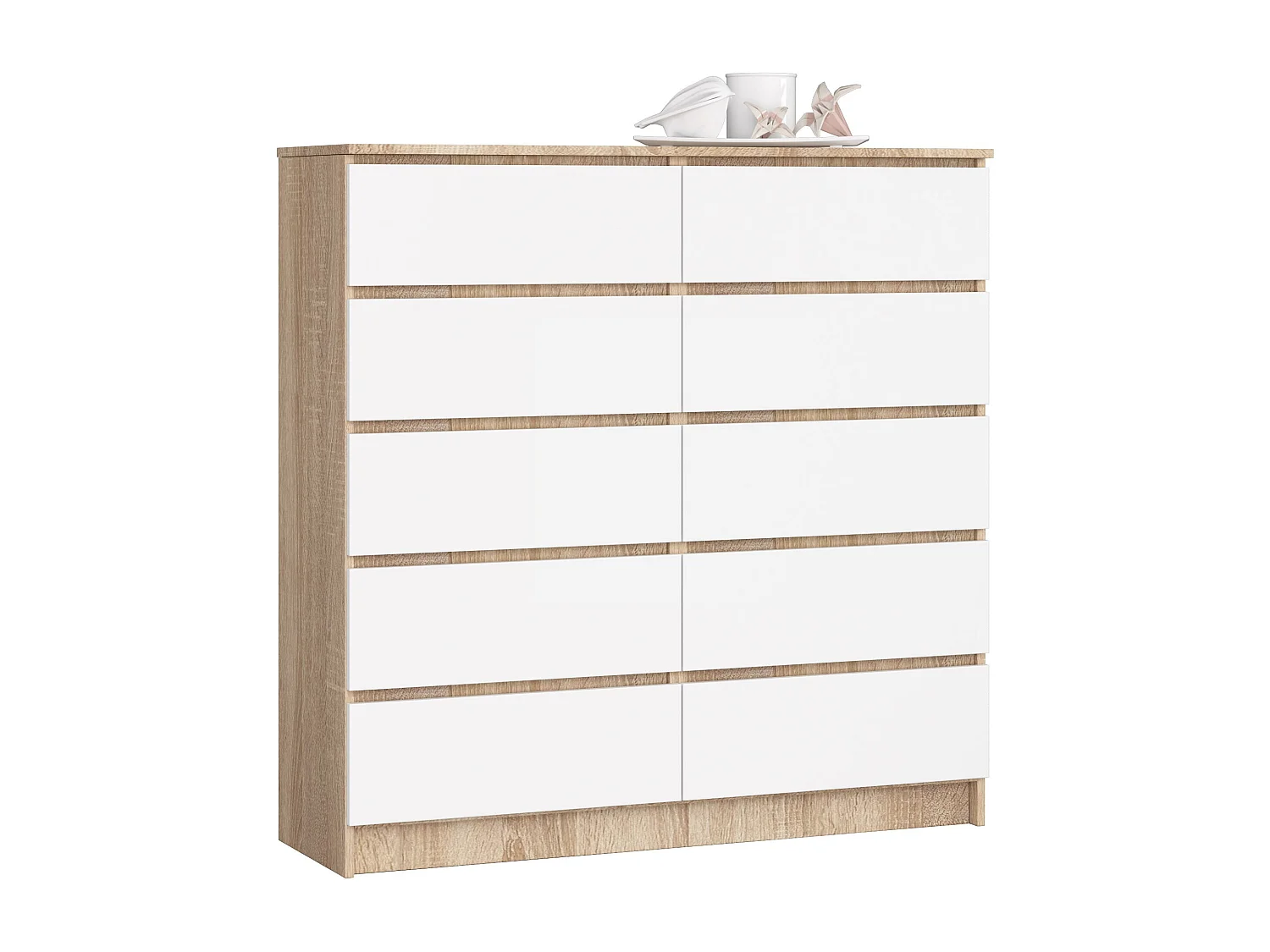 Komoda AKORD K120 Dąb Sonoma 120 cm 10 szuflad kolor Biały mat 120x40x121 cm 1951975 - obrazek 1