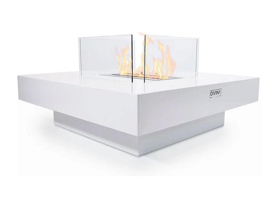 Kominek bioetanolowy stojący Panarea White 70x70x35 do użytku wewnątrz i na zewnątrz 3036557