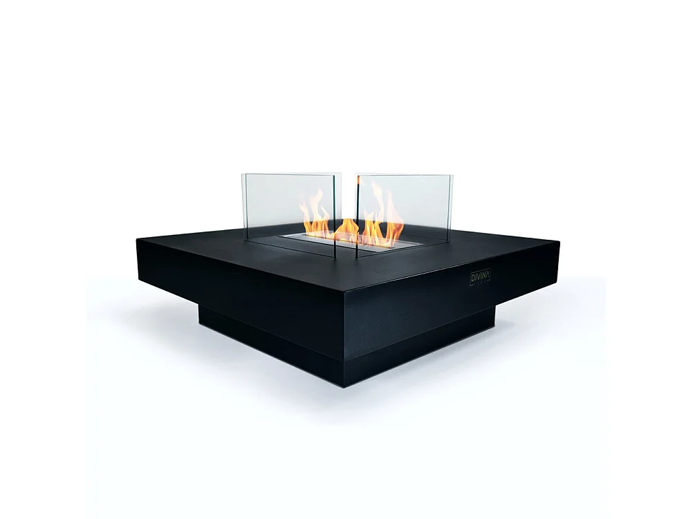 Kominek bioetanolowy Panarea Black 70x70x35 do użytku wewnątrz i na zewnątrz, stojący 3036552