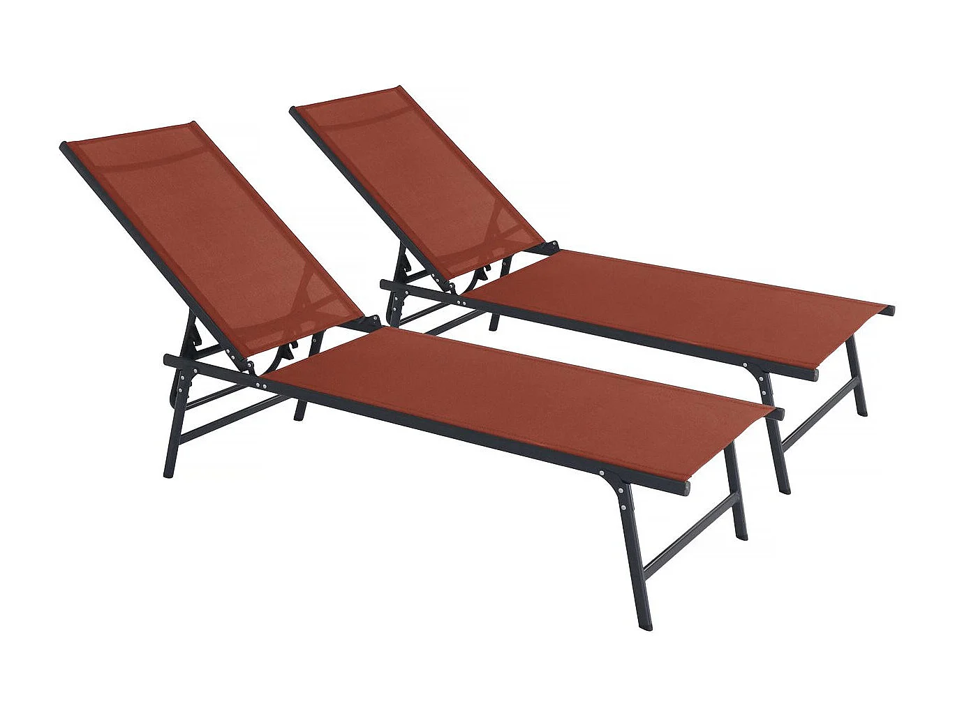 Komplet 2 metalowych leżaków „Sublima” – 180 x 54 x 104 cm – Terakota 4142546