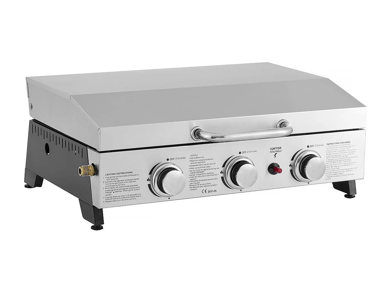 Kratka gazowa z 3 palnikami i metalową pokrywą "Fasto" - 7,5 kw - Szara 4832916 - obrazek 1