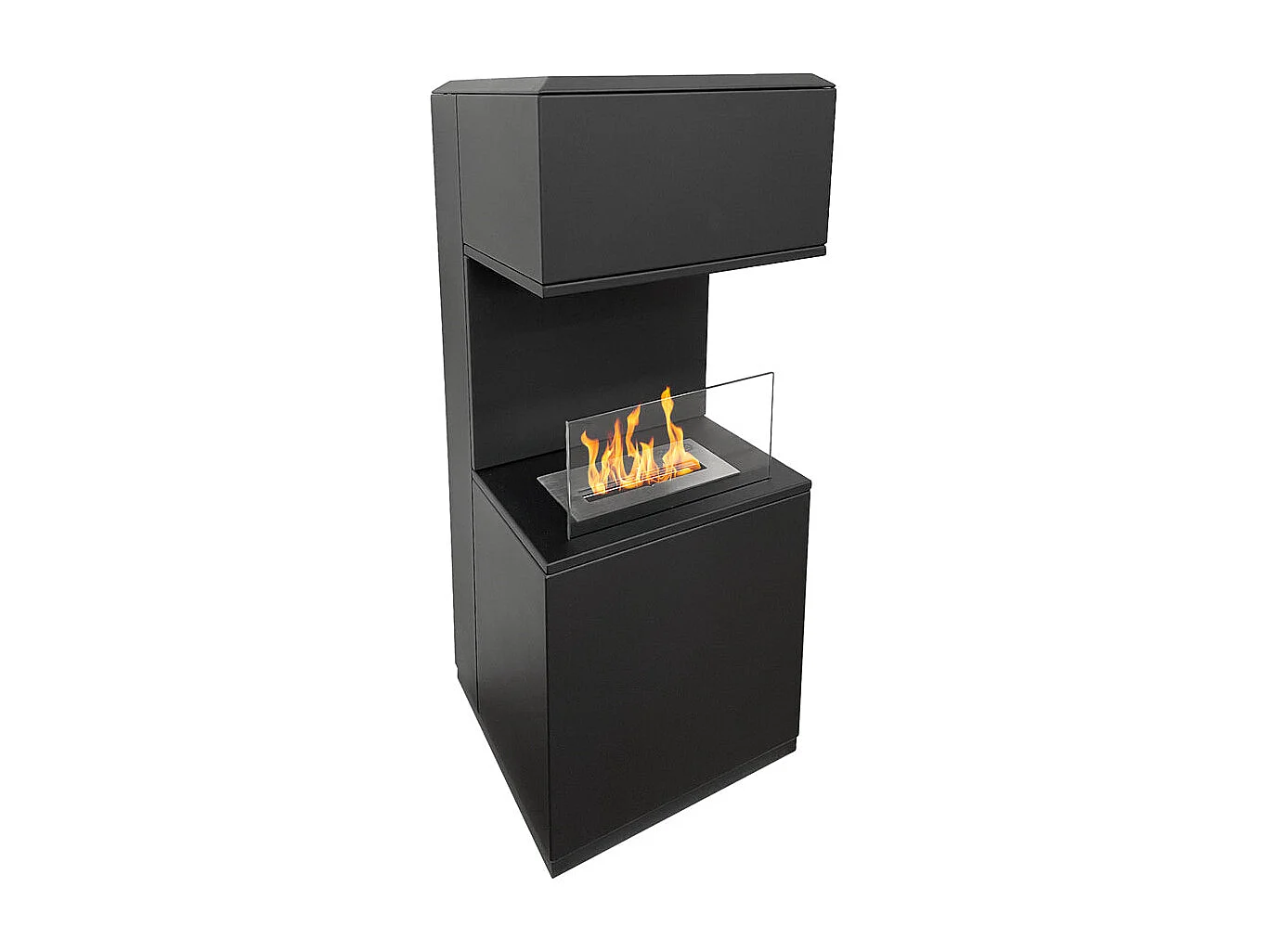 Kominek bioetanolowy Oslo, wolnostojący biokominek ze stali czarnej, dł 38xgł 38xwys 100 cm 4929687
