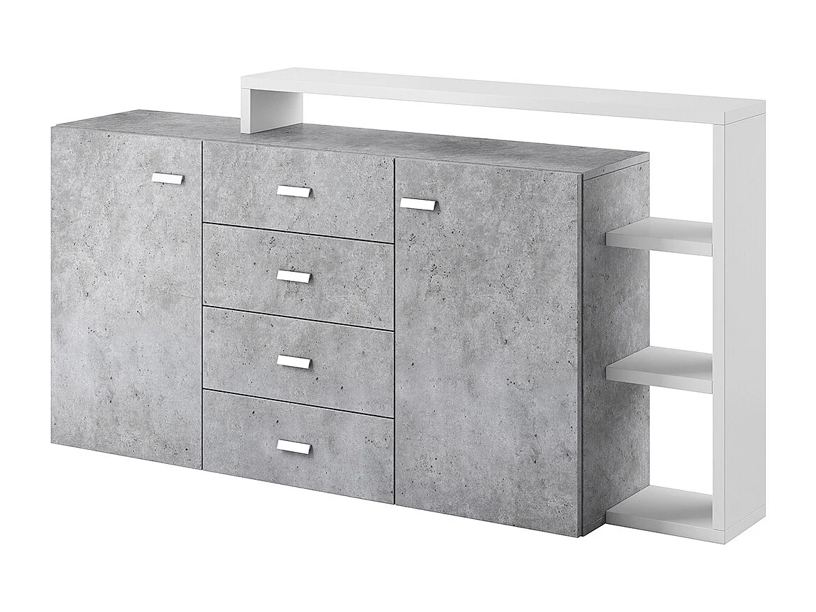 Komoda z nadstawką BOTA 2D4S 181 biała/beton colorado 517939 - obrazek 1