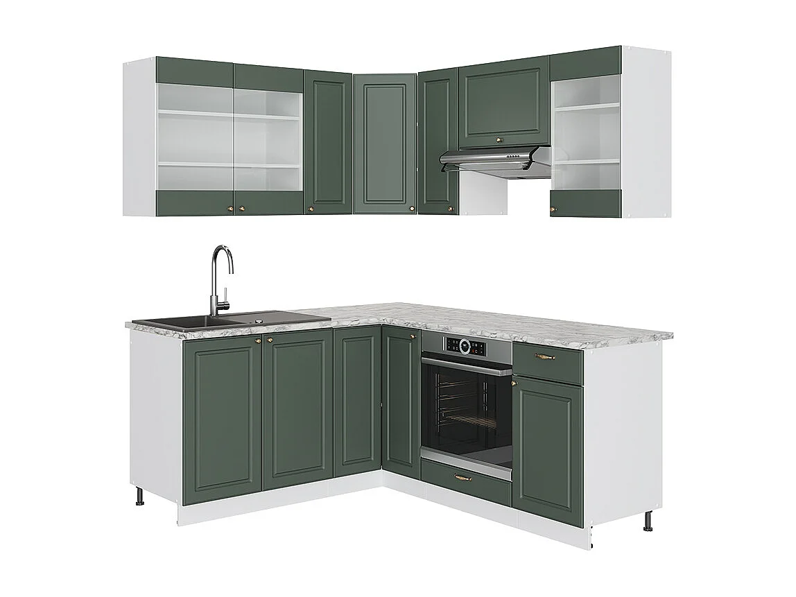 Kogoszczona kuchnia green gold country/biały 190x60x81.6 fame-line 4779568