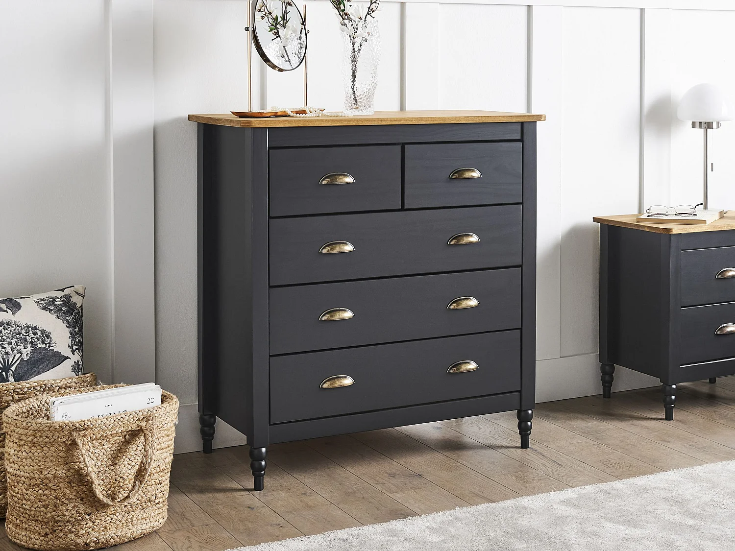 Komoda 5 szuflad SHILLINGTON Drewno sosnowe Czarny 4106634