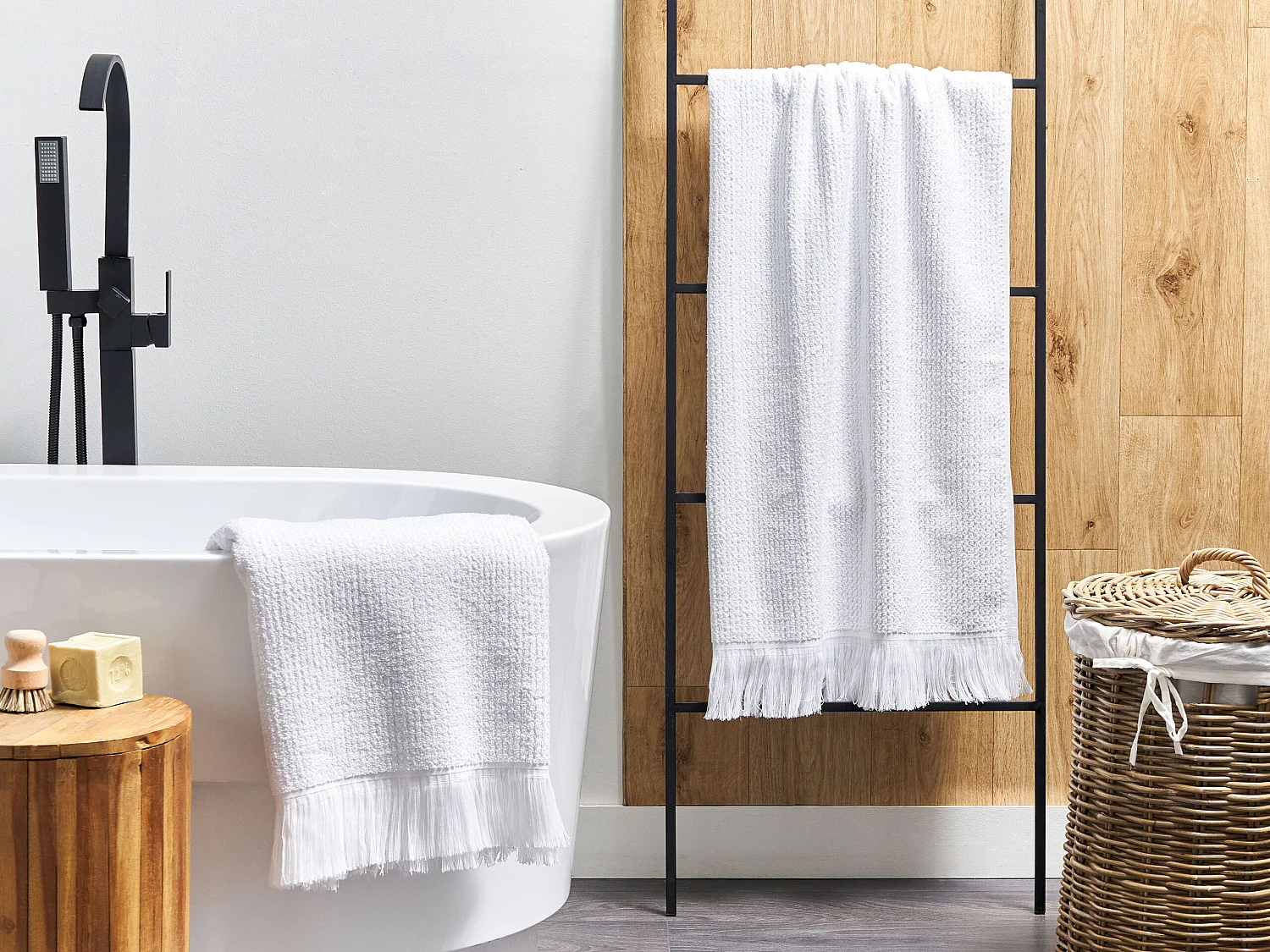 Komplet 2 ręczników ATIU Bawełna frotte Biały 613451
