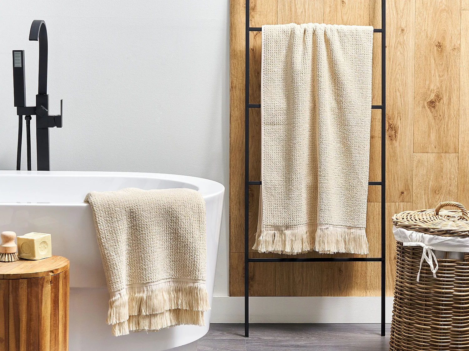 Komplet 2 ręczników ATIU Bawełna frotte Beżowy 613465