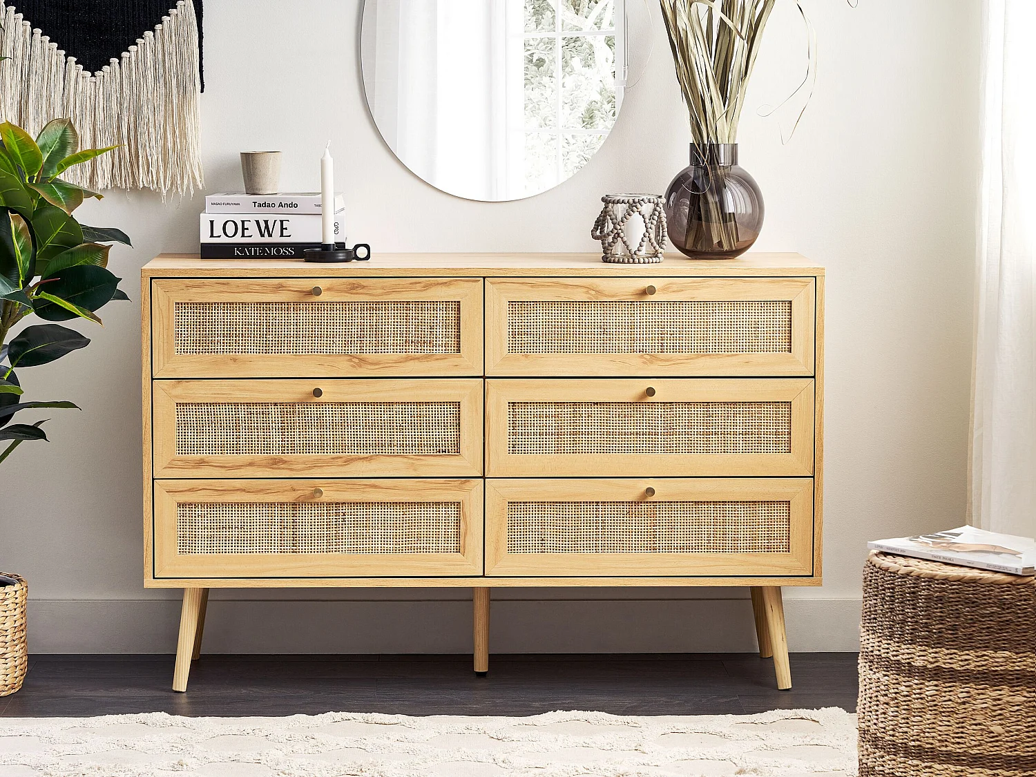 Komoda 6 szuflad PEROTE Rattan Jasnobrązowy 663715 - obrazek 1