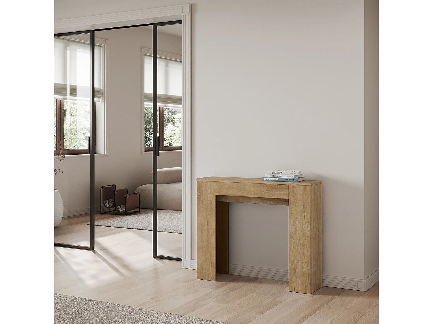 Konsola rozkładana 90×25/181 cm Slick Dąb naturalny 3038620