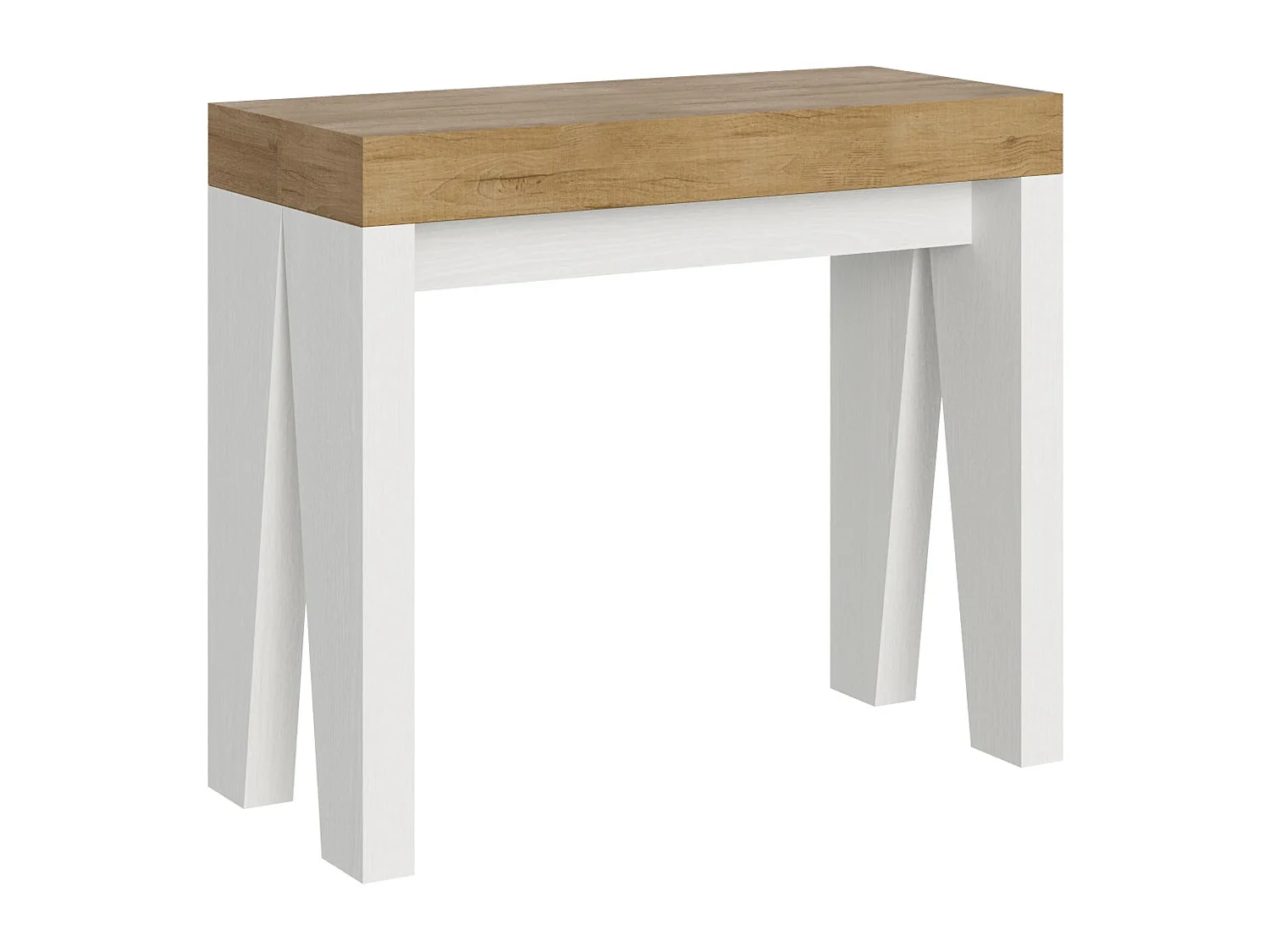 Konsola rozkładana 90x40/196 cm Naxy Mix Small Blat Dąb naturalny - Struktura Frassino biała 1315653 - obrazek 1