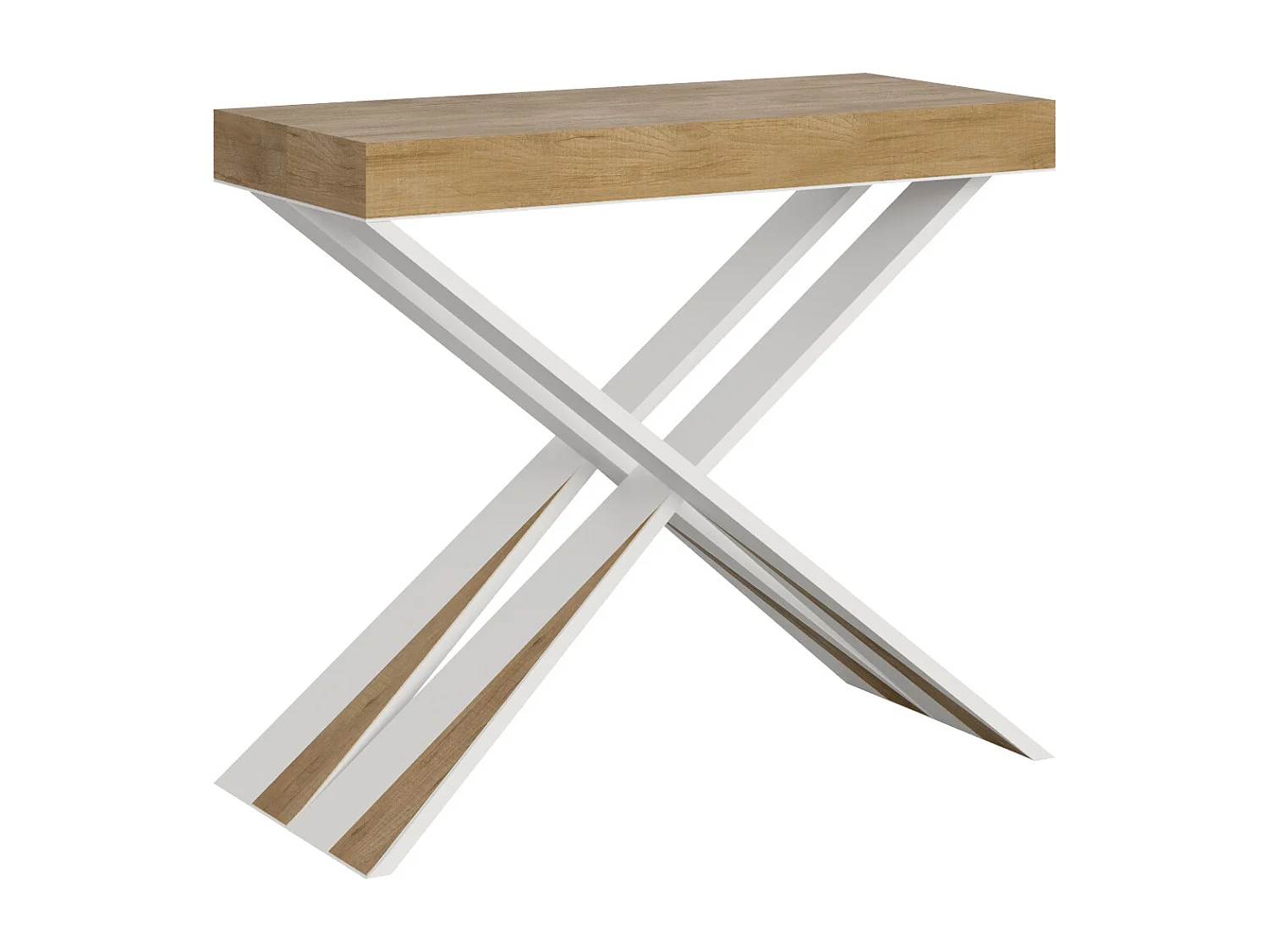 Konsola rozkładana 90x40/196 cm Diago Small Dąb naturalny rama w kolorze Białym 767829 - obrazek 1