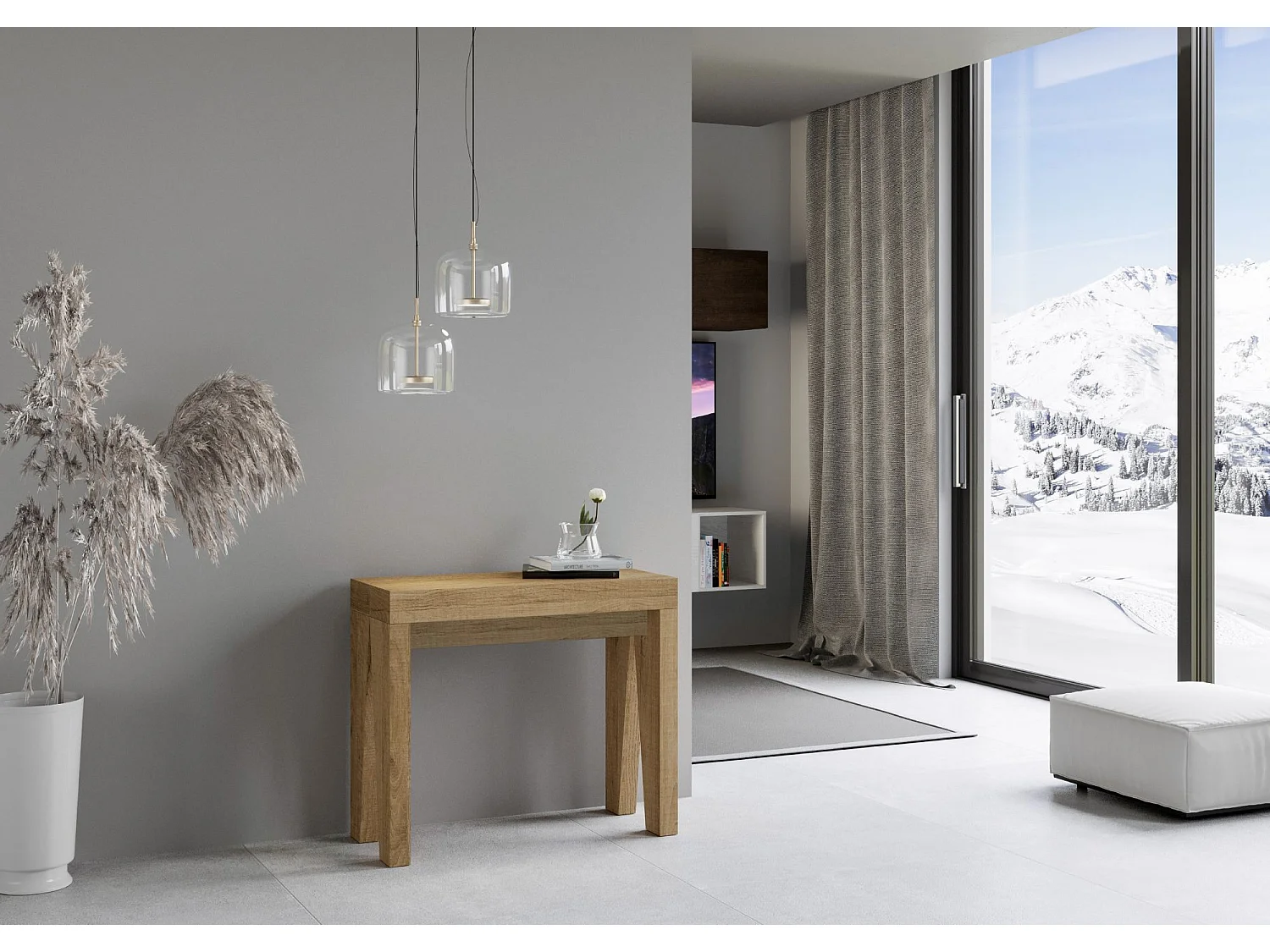 Konsola rozkładana 90x40/196 cm Naxy Small Dąb naturalny 768513 - obrazek 1