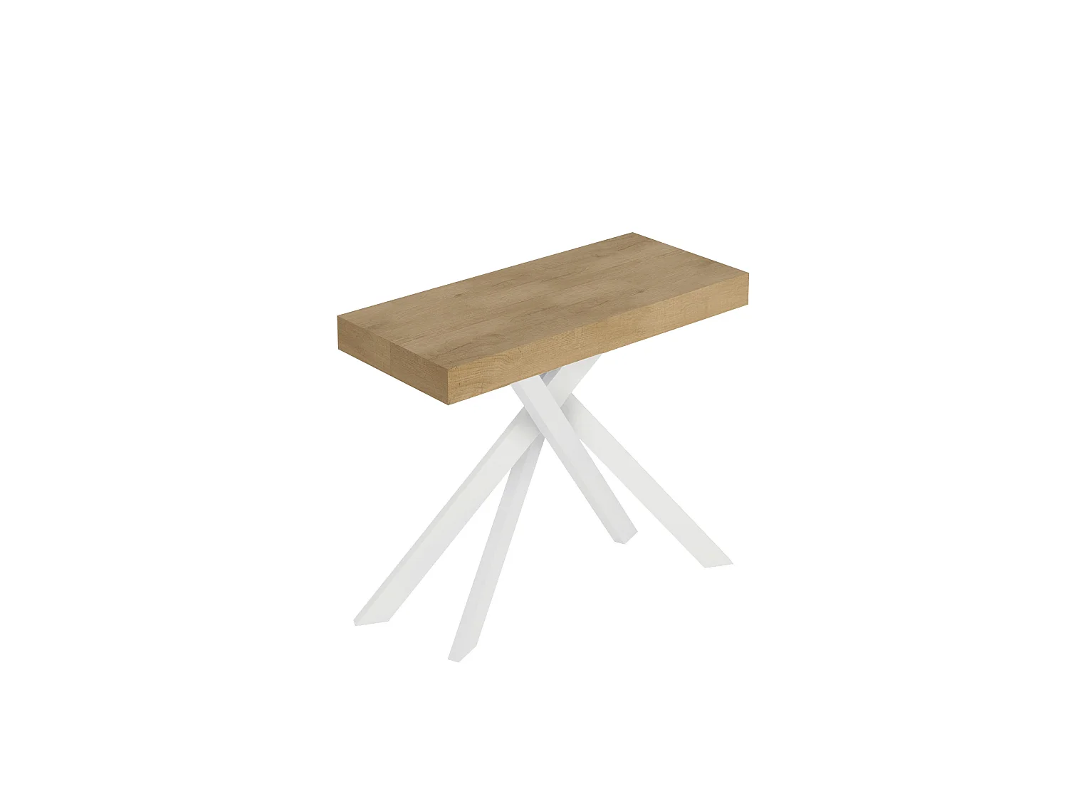 Stół konsolowy rozkładany 90×40/300 cm Saki naturalny dąb białe nogi 3679702