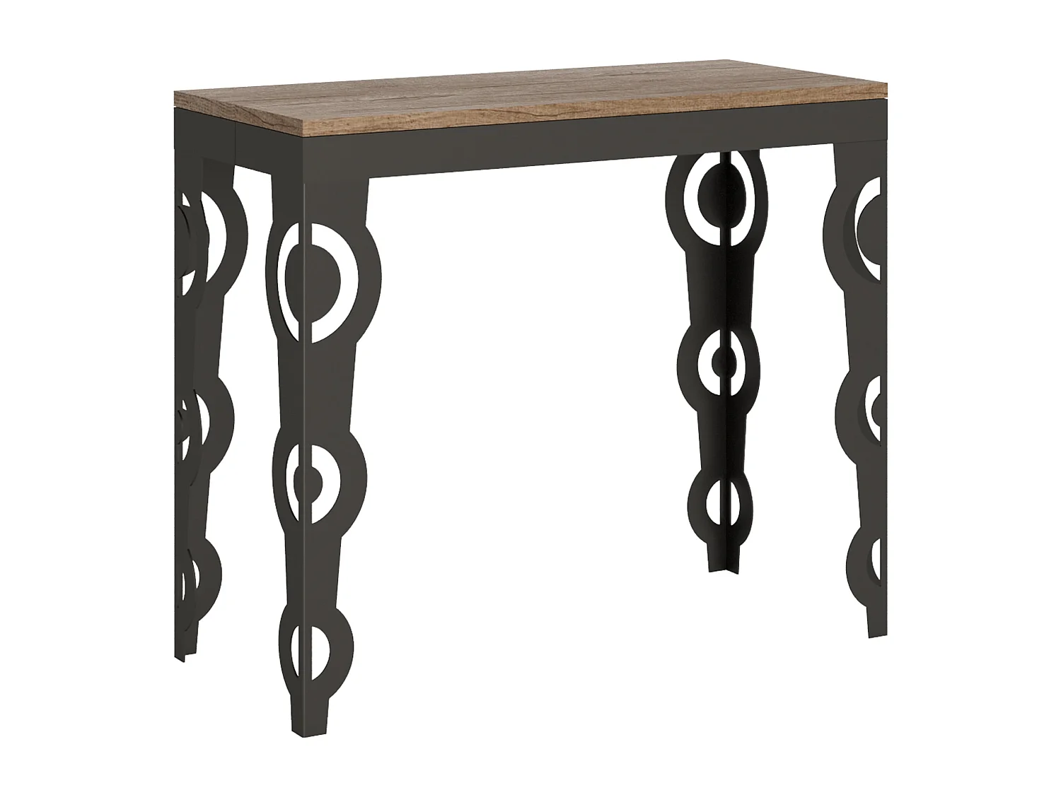 Konsola rozkładana 90×40/196 cm Karamay Small Evolution Dąb naturalny rama w kolorze Antracytu 768533