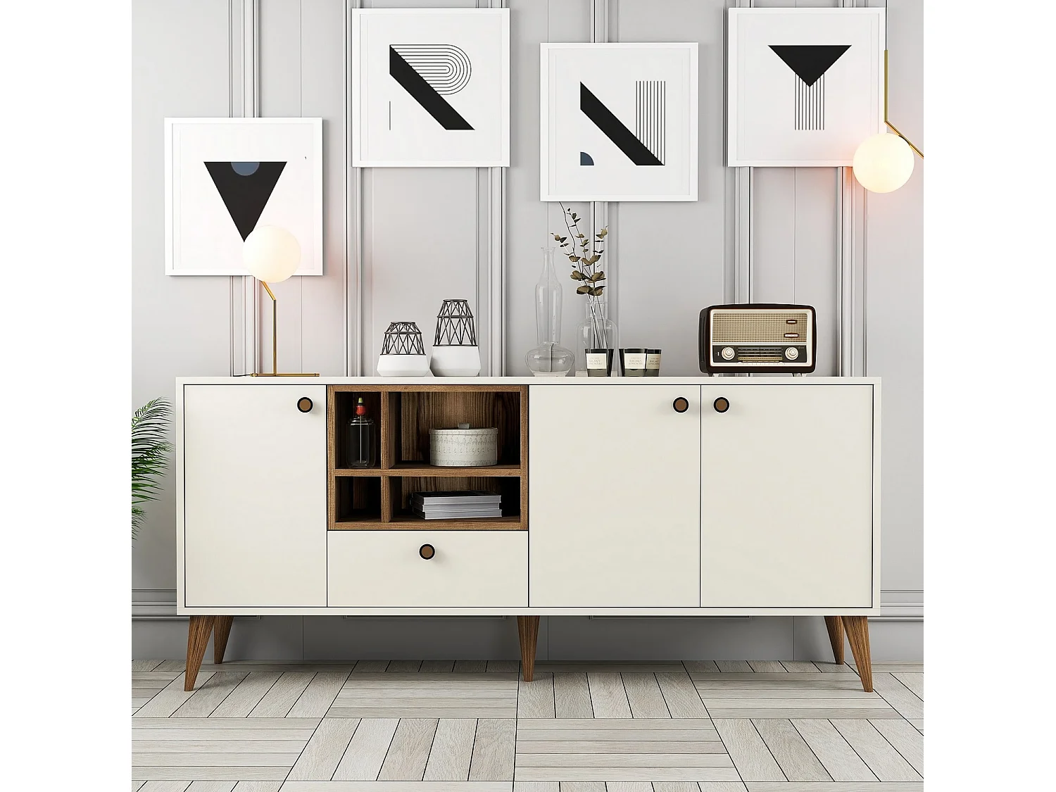 Komoda – 180 cm x 81 cm x 35 cm – Kremowa – Płyta wiórowa pokryta melaminą 3270760