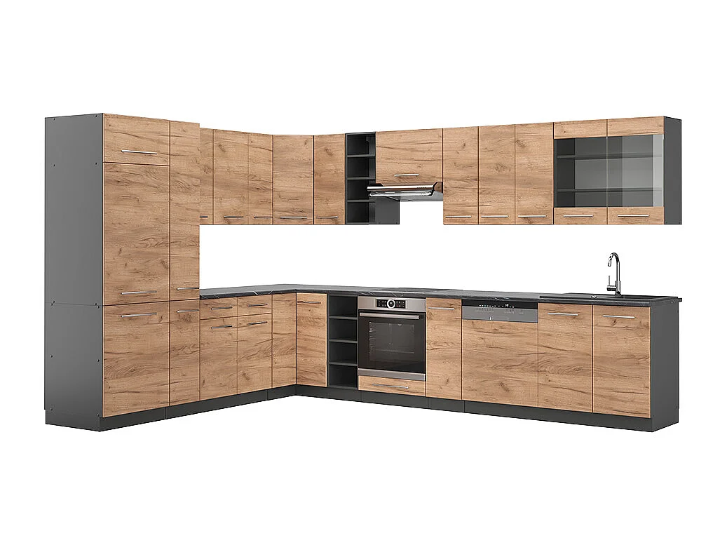 Kogoszczona kuchnia dąb goldkraft/antracyt 347x60x81.6 fame-line 4780782