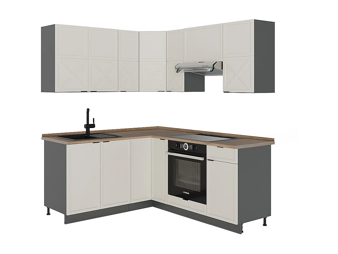 Kogoszczona kuchnia greybeige/antracyt 190x60x81.6 fame-line 4779314