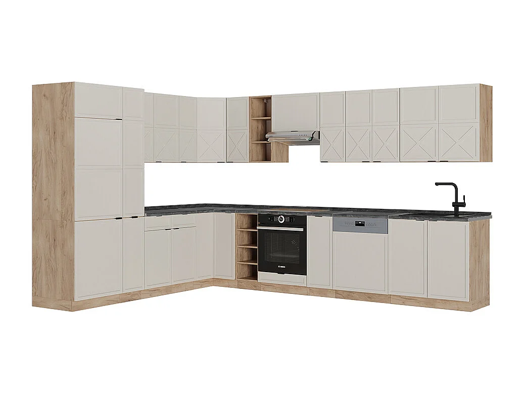 Kogoszczona kuchnia greybeige/dąb goldkraft 347x60x81.6 fame-line 4779301