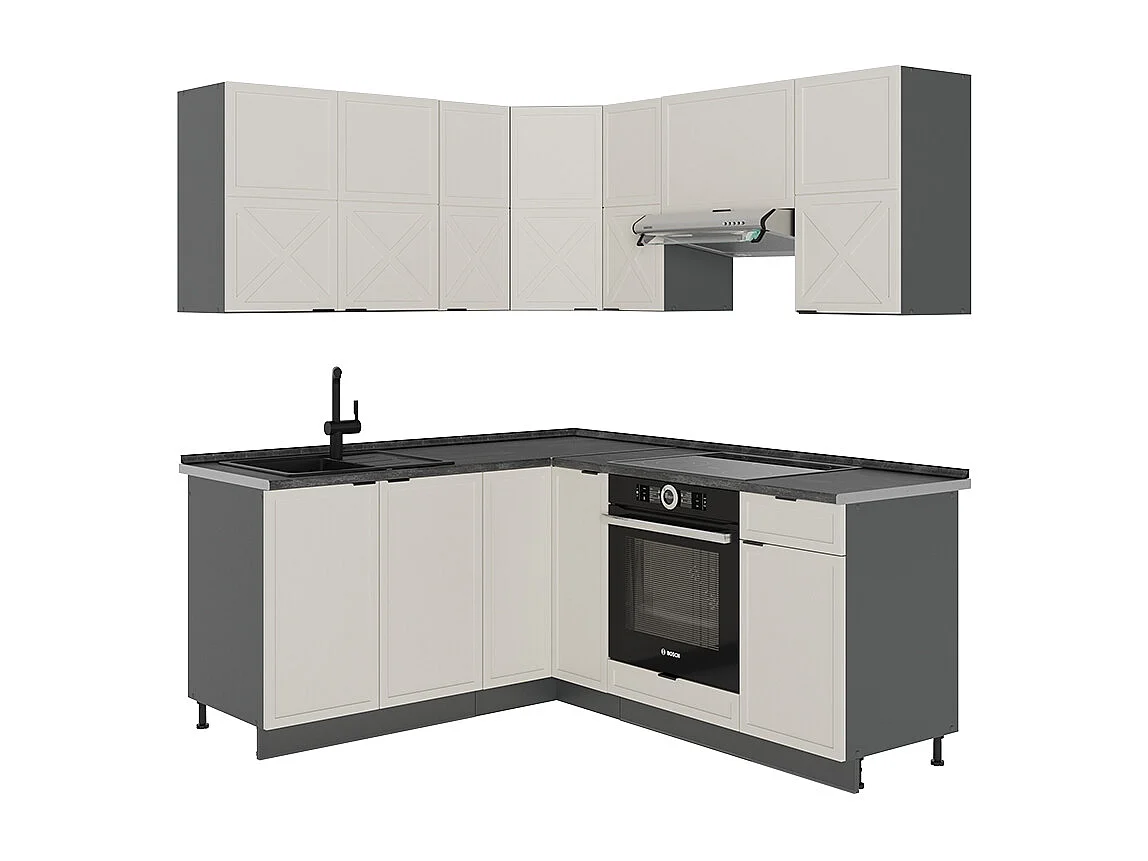 Kogoszczona kuchnia greybeige/antracyt 190x60x81.6 fame-line 4779661