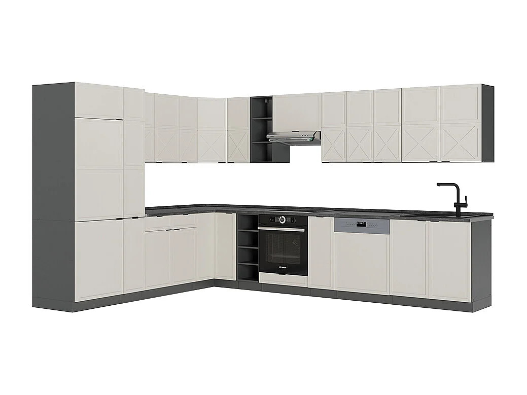 Kogoszczona kuchnia greybeige/antracyt 347x60x81.6 fame-line 4779617