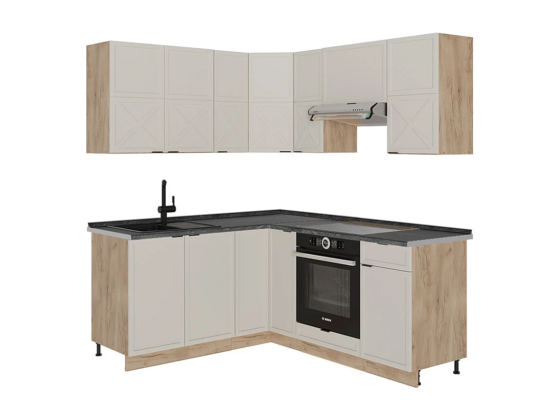 Kogoszczona kuchnia greybeige/dąb goldkraft 190x60x81.6 fame-line 4779801