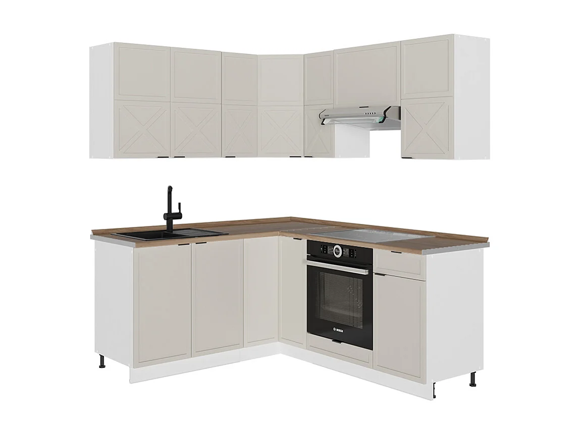 Kogoszczona kuchnia greybeige/biały 190x60x81.6 fame-line 4779709