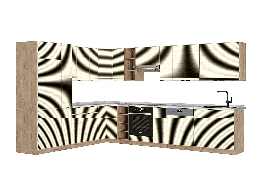 Kogoszczona kuchnia panel dębowy/dąb goldkraft 347x60x81.6 fame-line 4780024