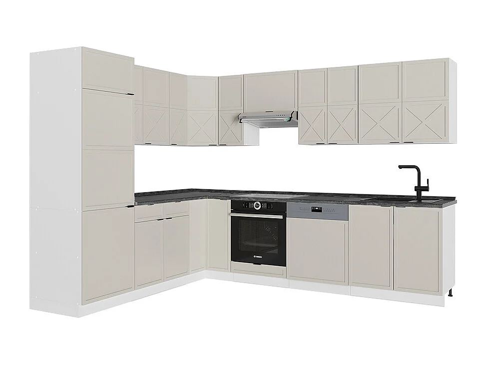 Kogoszczona kuchnia greybeige/biały 287x60x81.6 fame-line 4780295