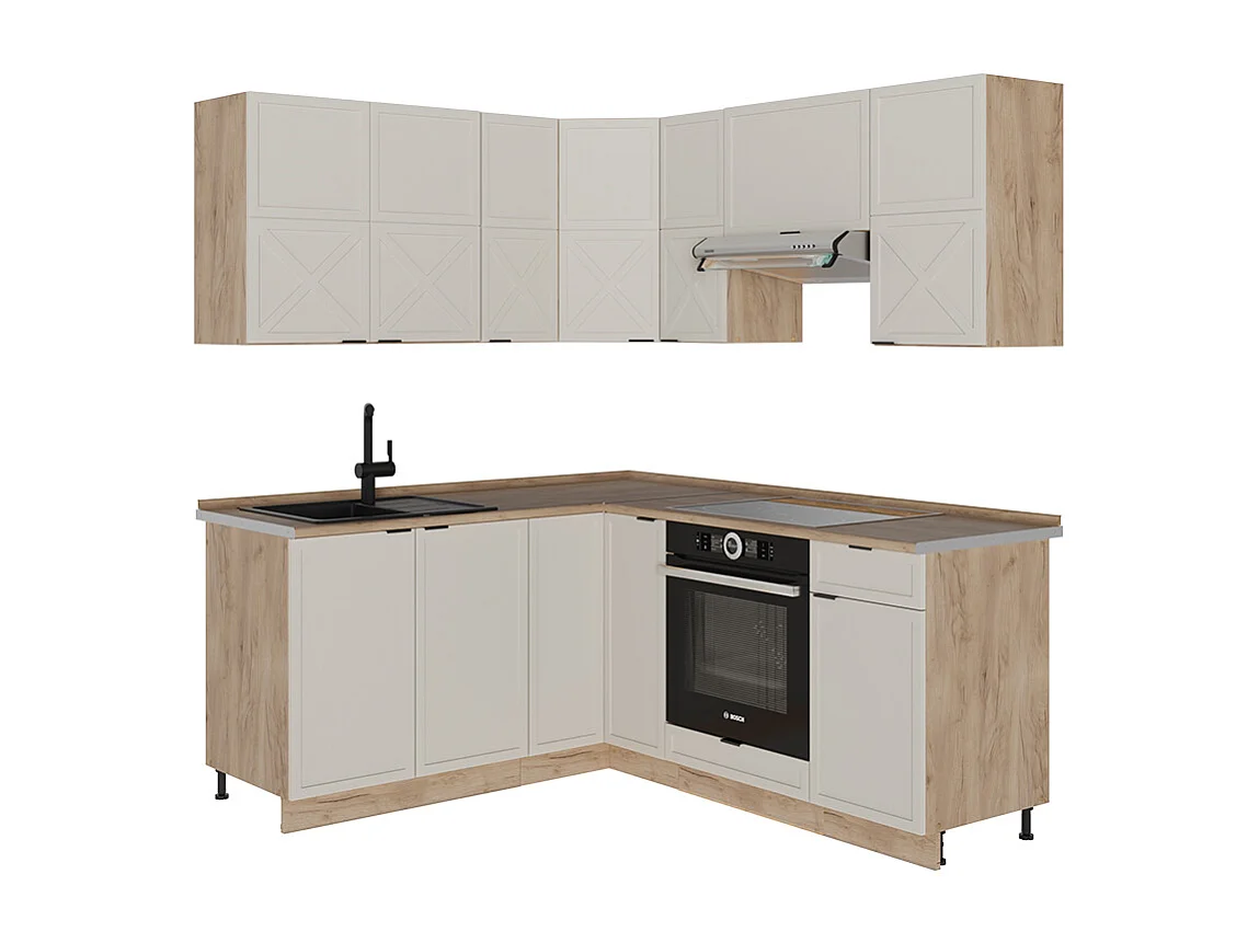 Kogoszczona kuchnia greybeige/dąb goldkraft 190x60x81.6 fame-line 4780463
