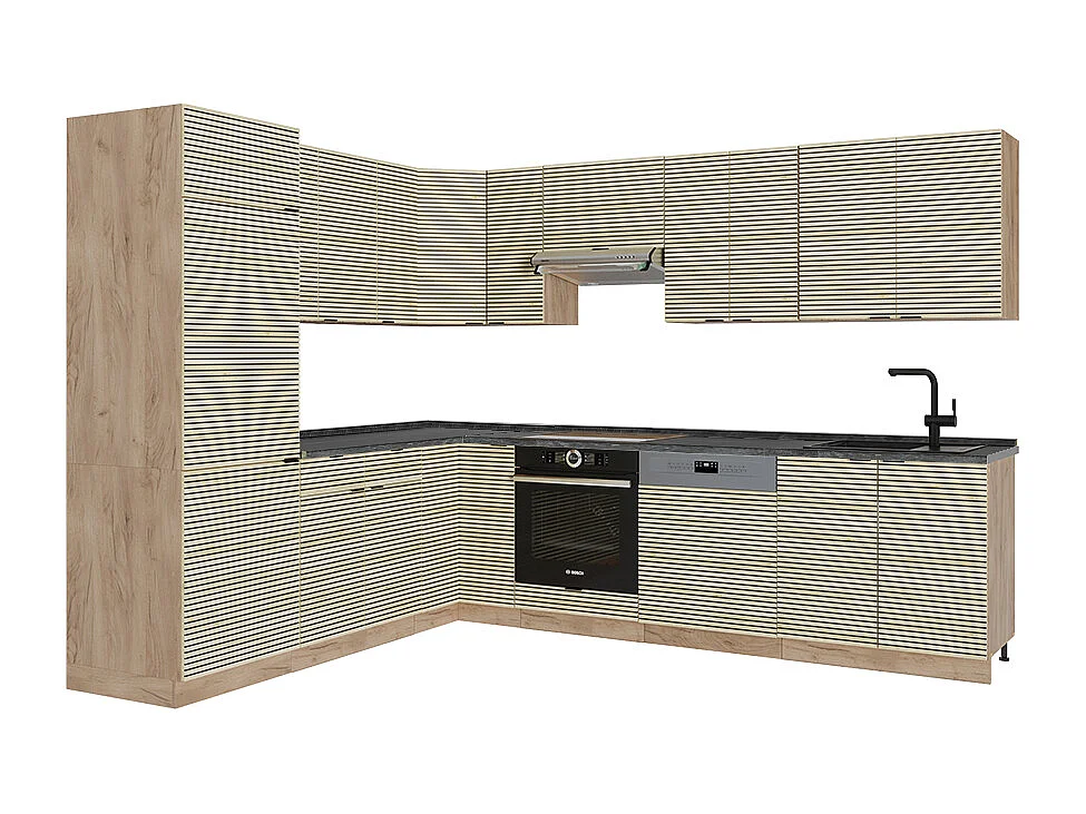 Kogoszczona kuchnia panel dębowy/dąb goldkraft 287x60x81.6 fame-line 4780256