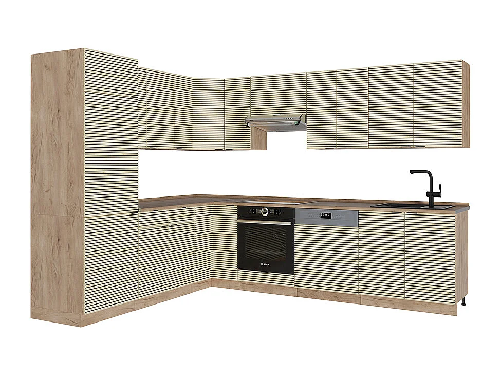 Kogoszczona kuchnia panel dębowy/dąb goldkraft 287x60x81.6 fame-line 4781087