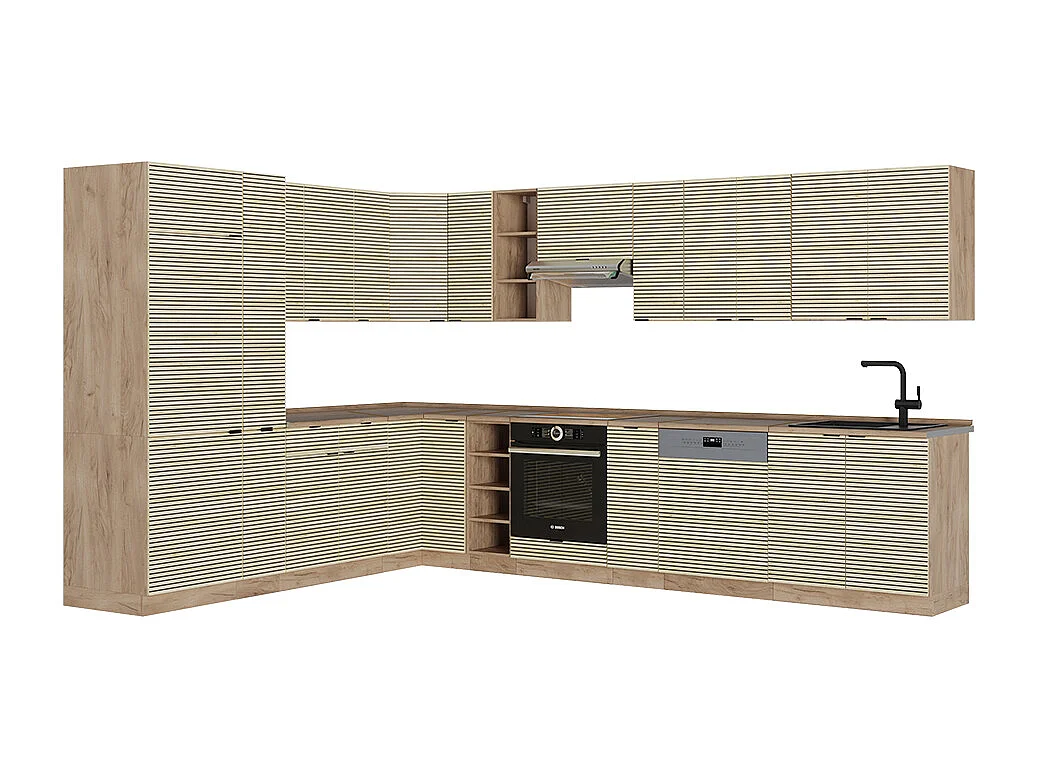 Kogoszczona kuchnia panel dębowy/dąb goldkraft 347x60x81.6 fame-line 4781051