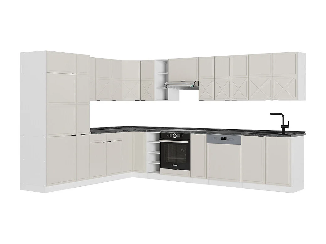 Kogoszczona kuchnia greybeige/biały 347x60x81.6 fame-line 4781215