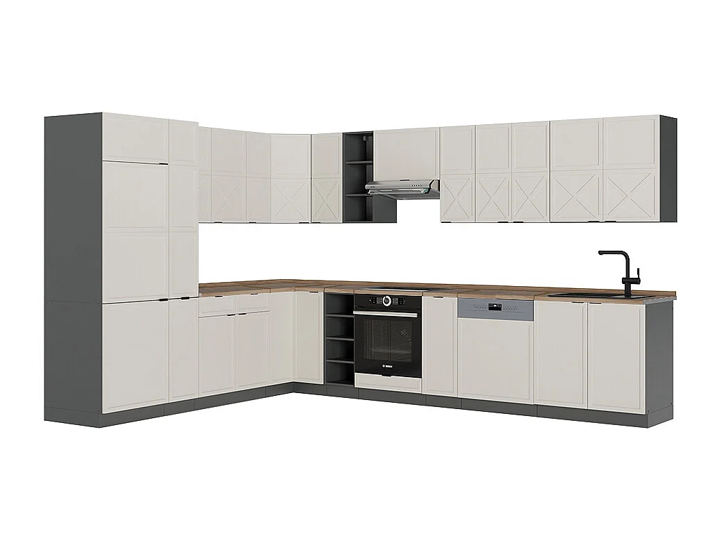 Kogoszczona kuchnia greybeige/antracyt 347x60x81.6 fame-line 4781907