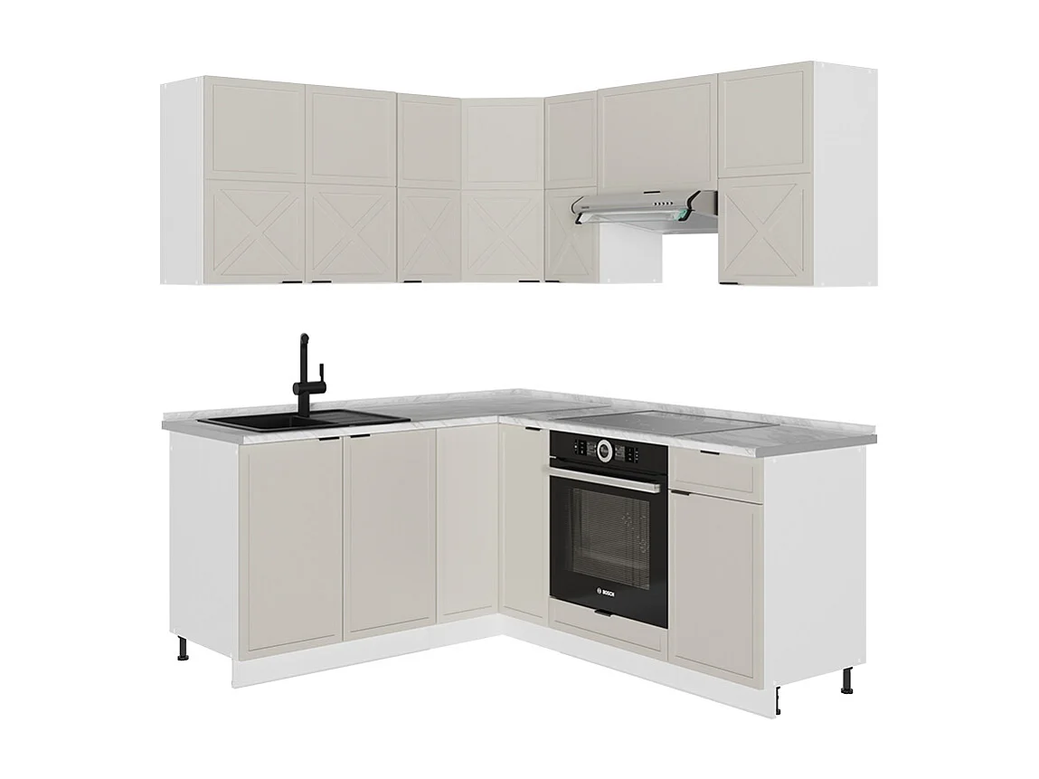 Kogoszczona kuchnia greybeige/biały 190x60x81.6 fame-line 4781679