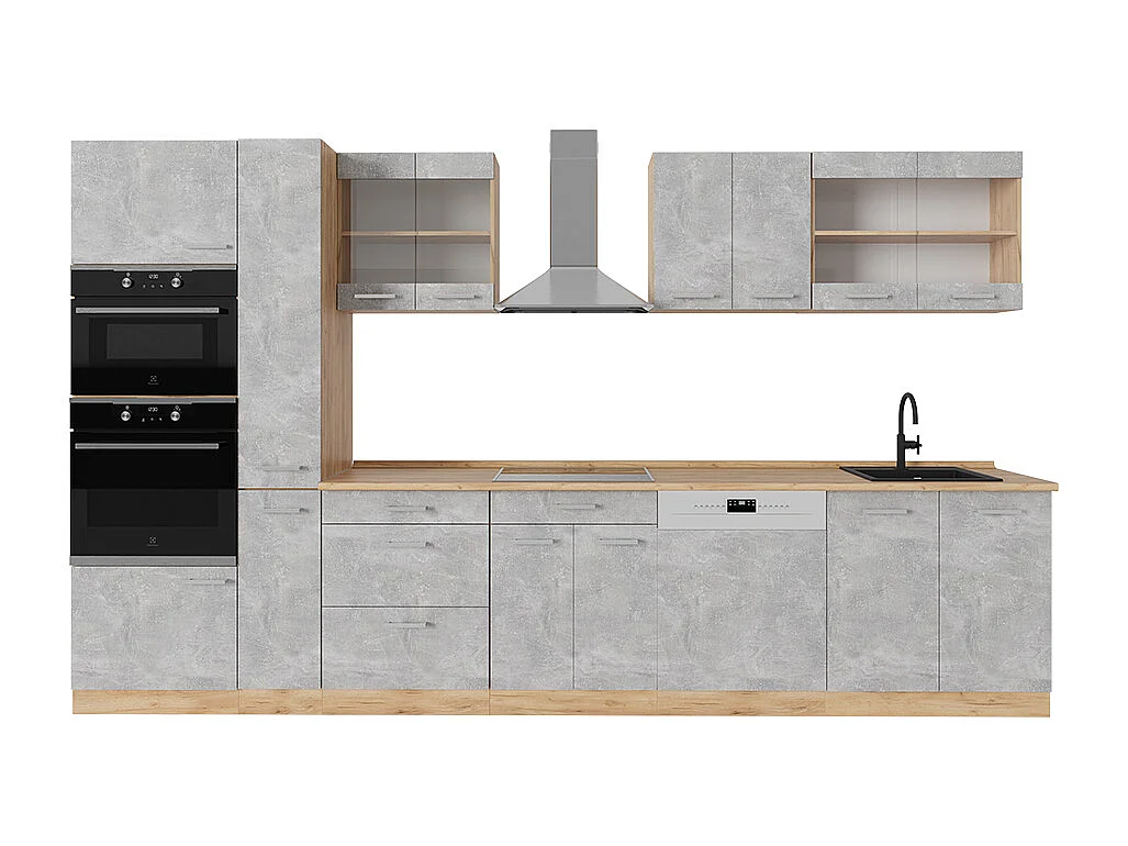 Kompletna kuchnia beton/złoty dąb 350x60x81.6 r-line 4781474 - obrazek 1