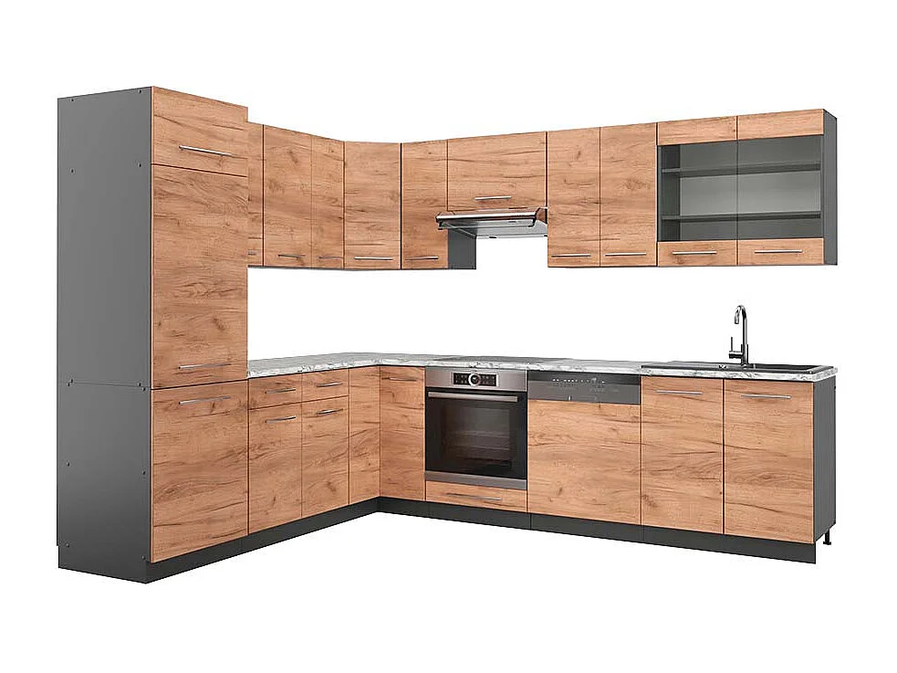 Kogoszczona kuchnia dąb goldkraft/antracyt 287x60x81.6 fame-line 4779530